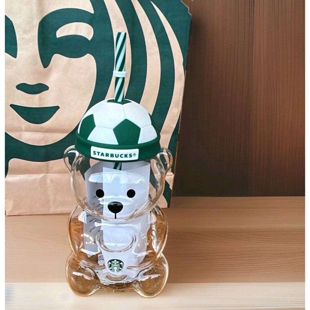AUTHENTIC 2026 Starbucks World Cup Football Glass Bearista Bear Cup Cap Lid US